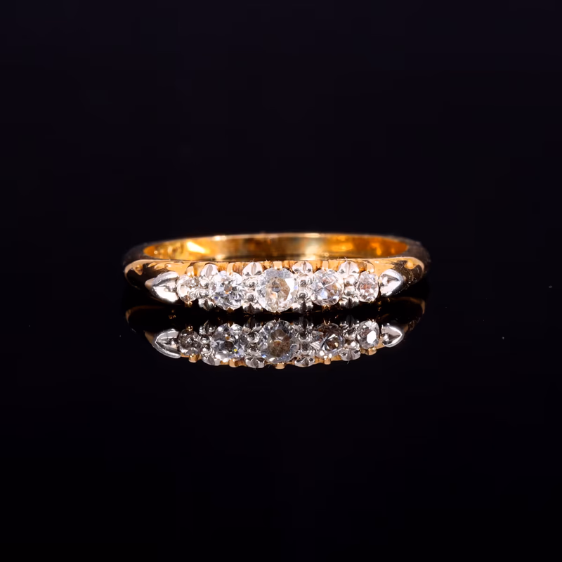 360° view of The Antique Victorian 5 Diamond Scroll Ring