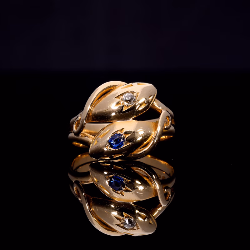 360° view of The Antique 1903 Sapphire and Diamond Snake Ring