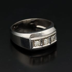 Vintage 9ct Gold Diamond Three Stone Men’s Ring