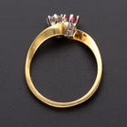 18ct Yellow Gold Diamond & Ruby Swirl Ring