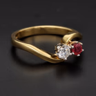 18ct Yellow Gold Diamond & Ruby Swirl Ring