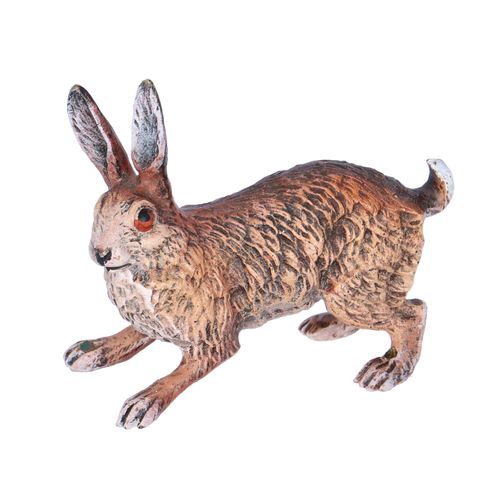 Cold Painted Bronze Figure of a Hare image-1