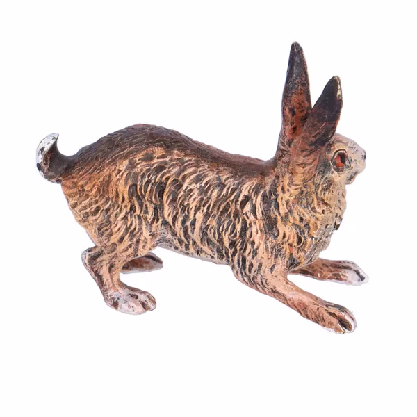 Cold Painted Bronze Figure of a Hare