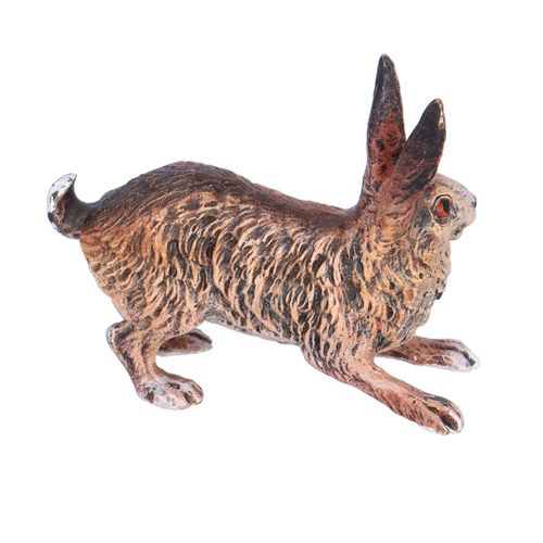 Cold Painted Bronze Figure of a Hare image-3