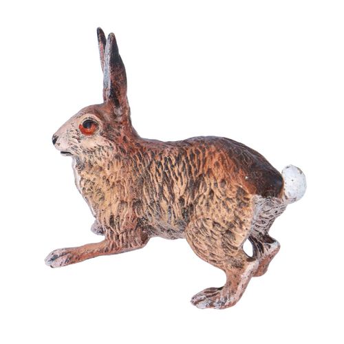 Cold Painted Bronze Figure of a Hare image-2