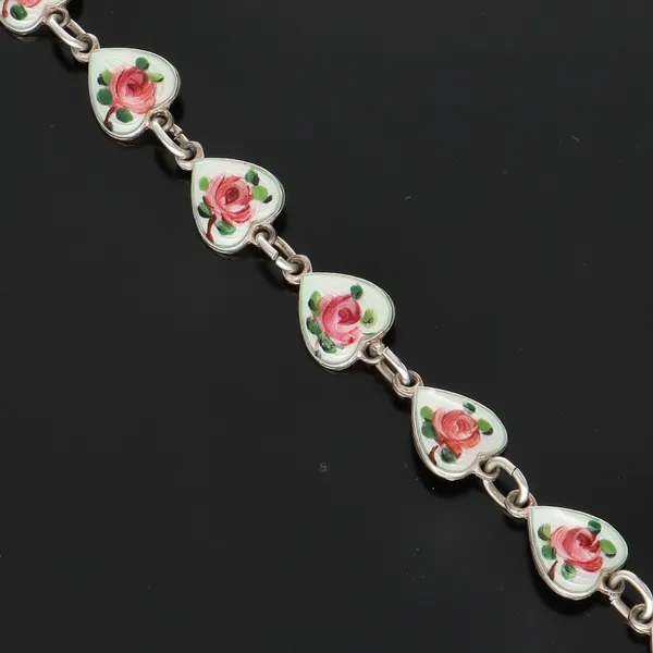Delicate Norwegian Silver and Enamel Panel Bracelet