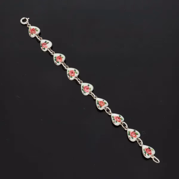 Delicate Norwegian Silver and Enamel Panel Bracelet