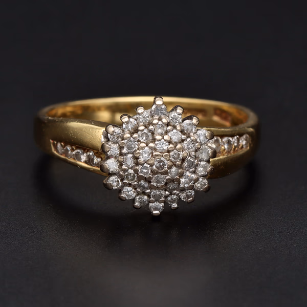 Vintage 18ct Yellow Gold Diamond Cluster Ring
