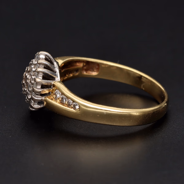 Vintage 18ct Yellow Gold Diamond Cluster Ring