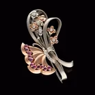 Vintage 14ct Gold Diamond and Ruby Butterfly Clip