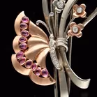 Vintage 14ct Gold Diamond and Ruby Butterfly Clip