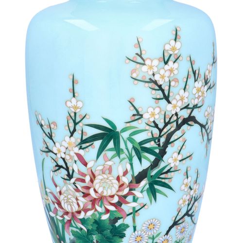 Large Japanese Tashio Period Cloisonné Enamel Vase image-2