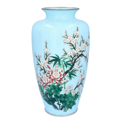 Large Japanese Tashio Period Cloisonné Enamel Vase image-1