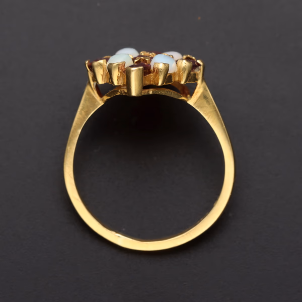 1990s Opal & Garnet Harlequin Ring