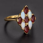 1990s Opal & Garnet Harlequin Ring