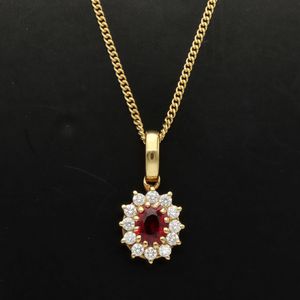 18ct Gold Ruby and Diamond Pendant Necklace