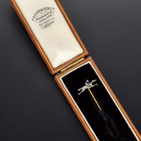 Gold Diamond and Enamel Jockey Racing Tie Pin