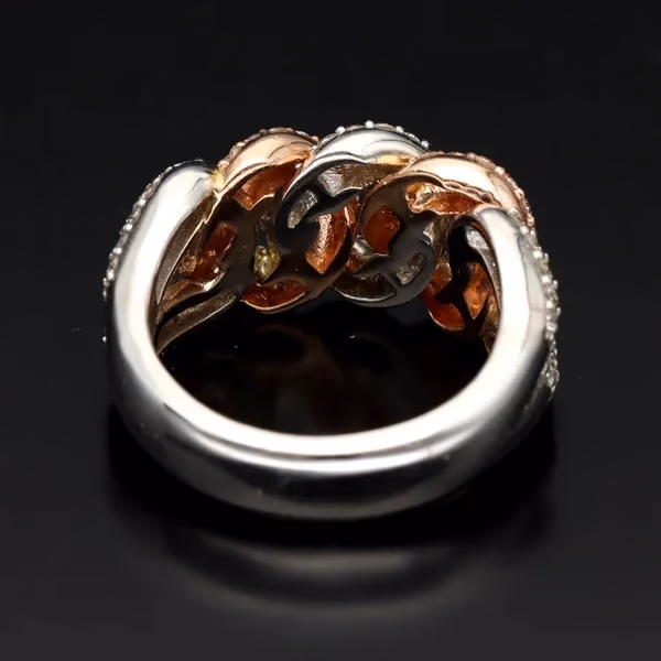 14k Yellow White Rose Gold and Diamonds Ring