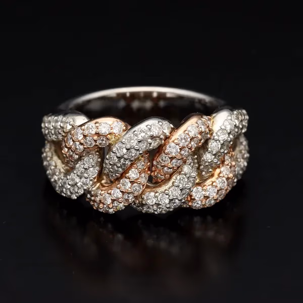 14k Yellow White Rose Gold and Diamonds Ring