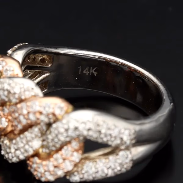 14k Yellow White Rose Gold and Diamonds Ring