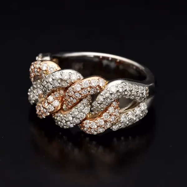 14k Yellow White Rose Gold and Diamonds Ring