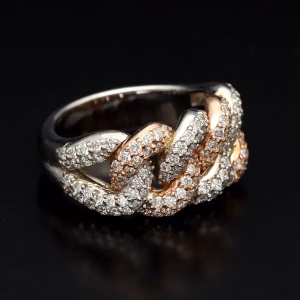 14k Yellow White Rose Gold and Diamonds Ring