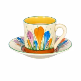 Clarice Cliff Crocus Coffee Can and Saucer