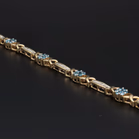 14ct Yellow Gold Daisy Cluster & Baguette Diamond Link Bracelet