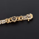 14ct Yellow Gold Daisy Cluster & Baguette Diamond Link Bracelet