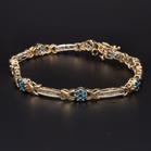 14ct Yellow Gold Daisy Cluster & Baguette Diamond Link Bracelet