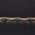 14ct Yellow Gold Daisy Cluster & Baguette Diamond Link Bracelet