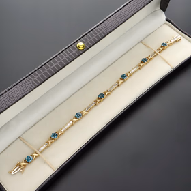 14ct Yellow Gold Daisy Cluster & Baguette Diamond Link Bracelet