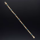 14ct Yellow Gold Daisy Cluster & Baguette Diamond Link Bracelet