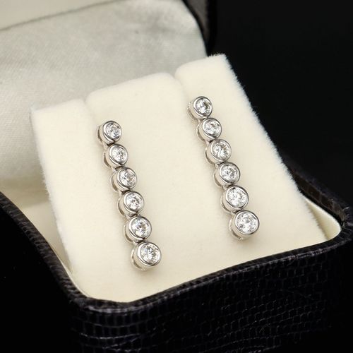 18ct White Gold Diamond Drop Earrings image-1