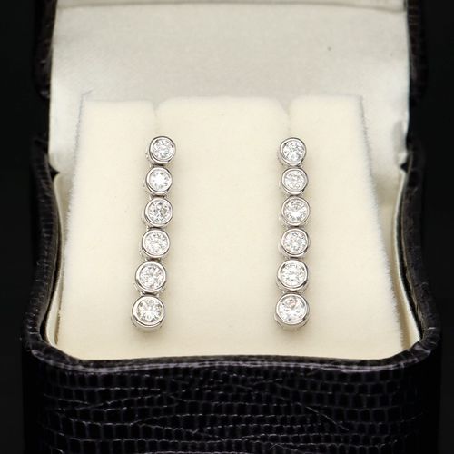 18ct White Gold Diamond Drop Earrings image-2