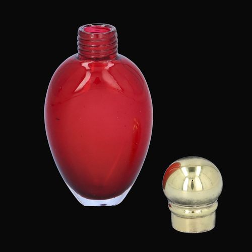 Victorian Gilt Silver Topped Ruby Glass Scent Bottle image-3
