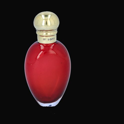 Victorian Gilt Silver Topped Ruby Glass Scent Bottle image-1