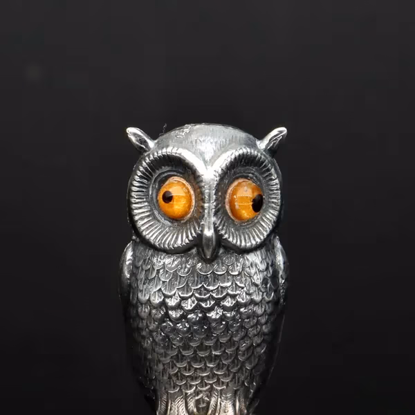 Edwardian Silver Owl Desk Seal