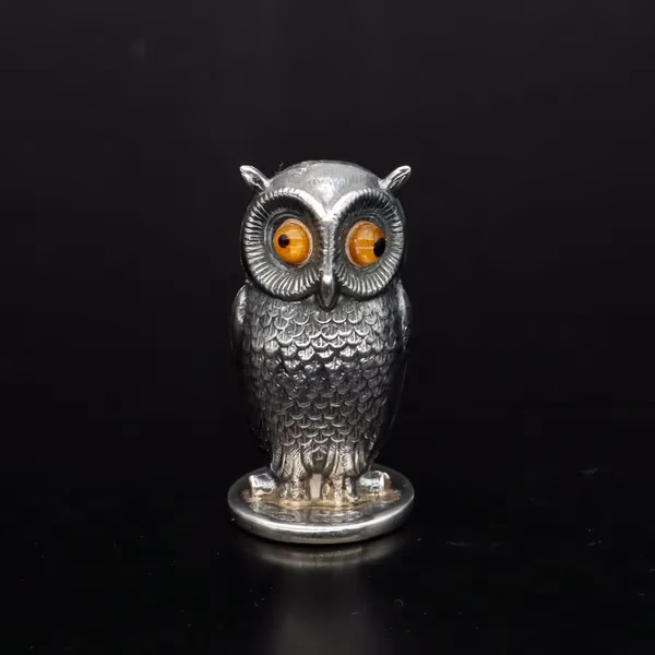 Edwardian Silver Owl Desk Seal