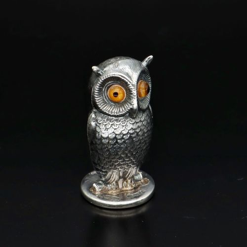 Edwardian Silver Owl Desk Seal image-1