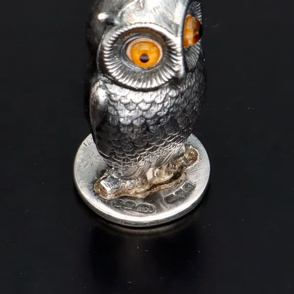Edwardian Silver Owl Desk Seal