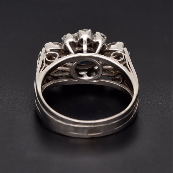 Platinum Sapphire and Diamond Ring