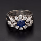 Platinum Sapphire and Diamond Ring