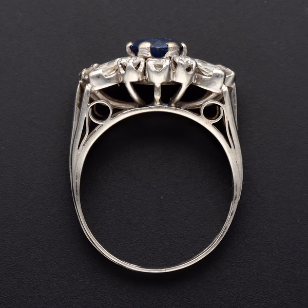 Platinum Sapphire and Diamond Ring