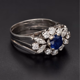 Platinum Sapphire and Diamond Ring