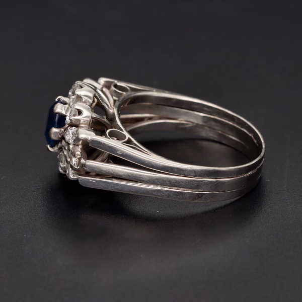 Platinum Sapphire and Diamond Ring