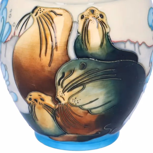 Moorcroft “Seal” Design Lidded Jar