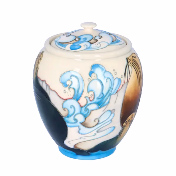Moorcroft “Seal” Design Lidded Jar