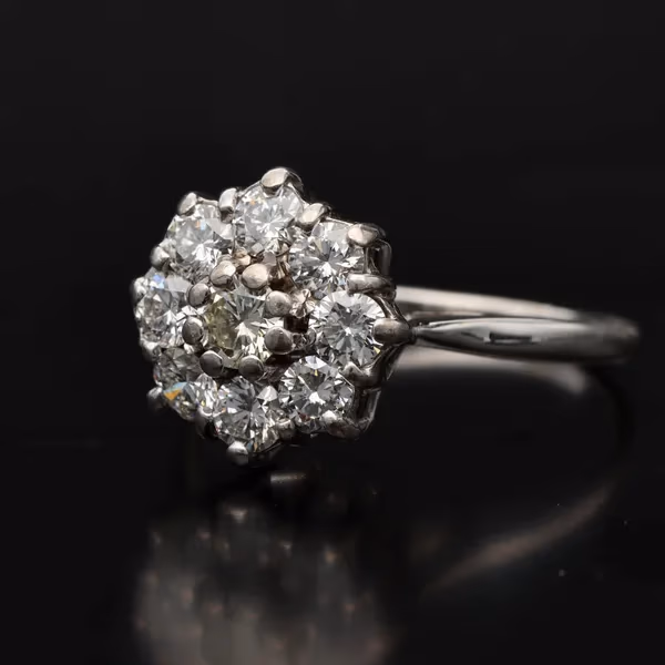 18ct White Gold Diamond Cluster Ring