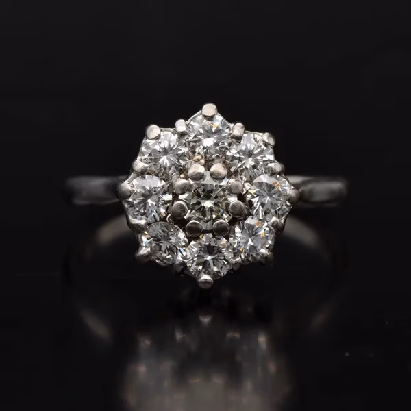18ct White Gold Diamond Cluster Ring